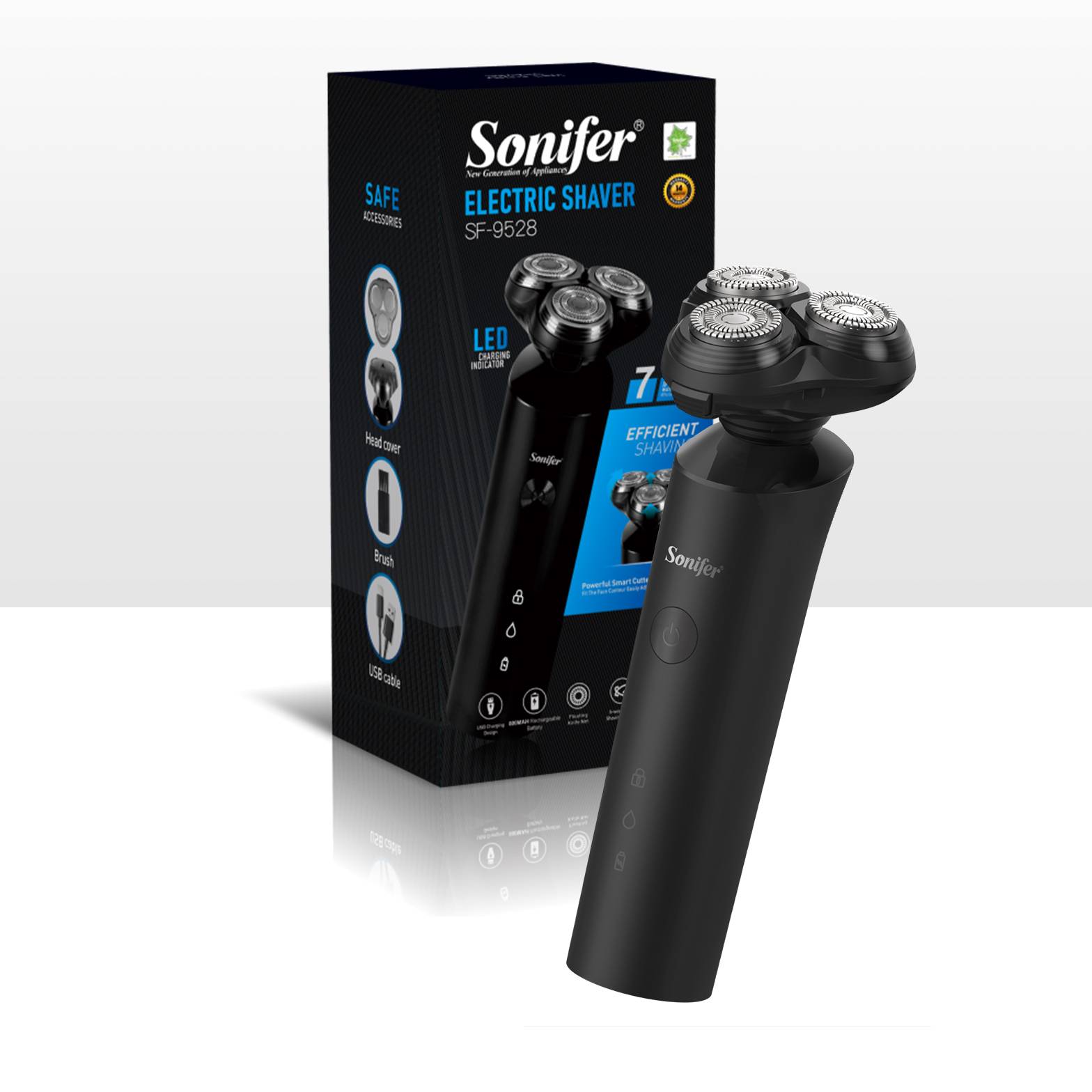 Sonifer SF-9528 Waterproof Portable Smart Beard razor Men Shaver Electric Rechargeable